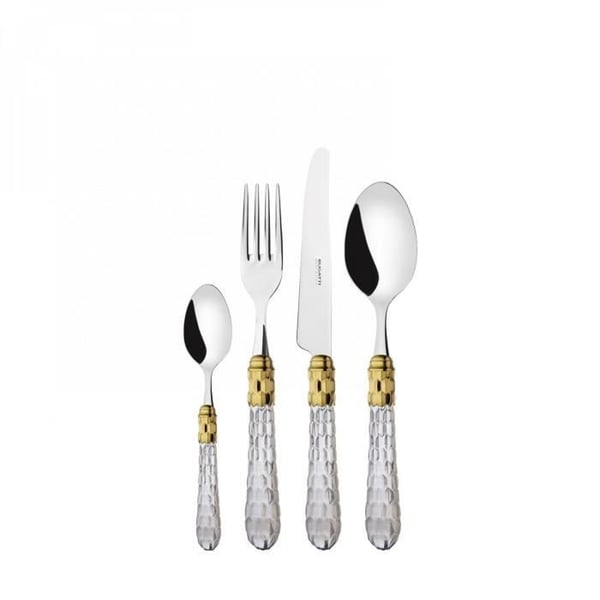 Bestick - KRYSTALL - 24 delar - Rostfritt stål 18/10 - Guldfinish - Transparent