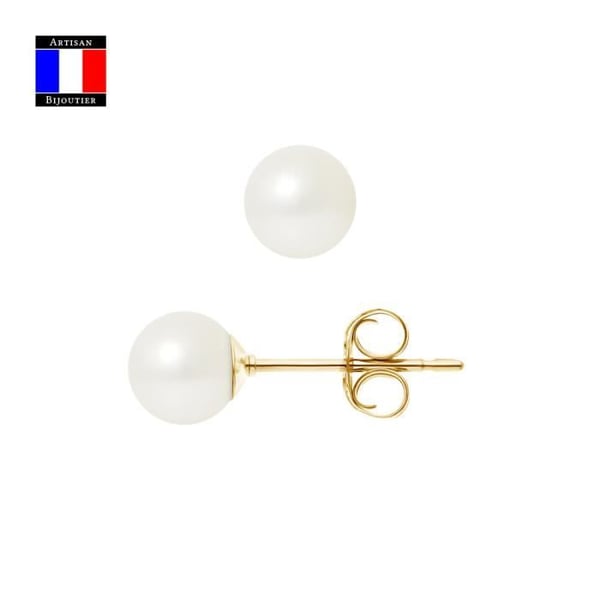 Örhängen - Compagnie Générale des Perles - 6-7 mm - 18 karat guld - Poussettes System - Dam