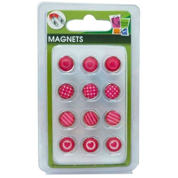 Graine Créative - Mini epoxymagnet Ø12mm Rosa 12 stycken