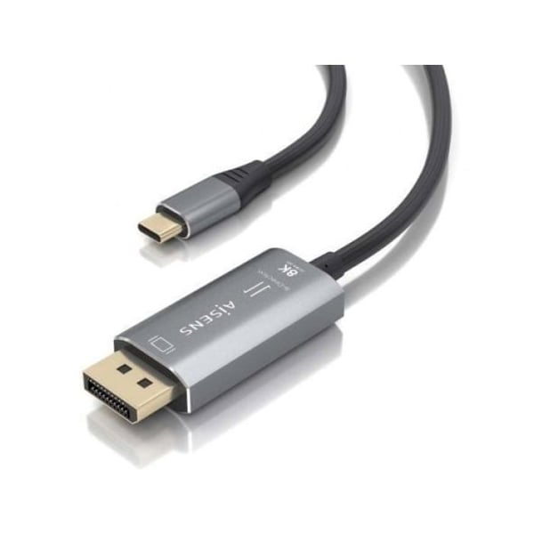 Kabelkonverter AISENS A109-0880 USB-C/DisplayPort 8K 1.8m Svart tvåvägs aluminium