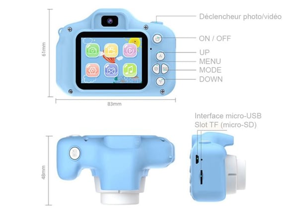 Digitalkamera - AVIZAR - EasyClick - Lätt - Blå - Stötsäker