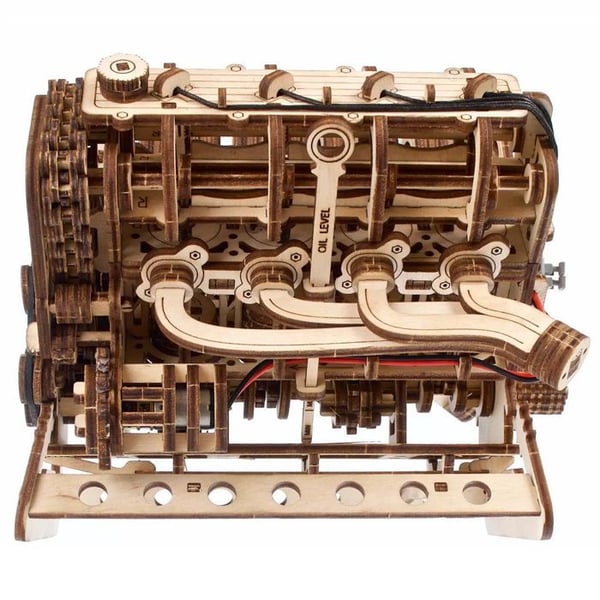Pussel 3D Mekanik - Ugears - V8 Motor - Trä - 776 bitar - Skala 1:6