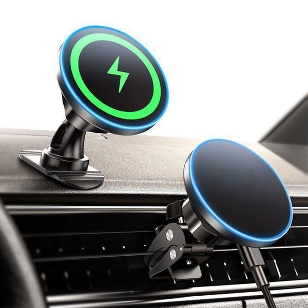15W induktionshållare för biltelefon, 360° rotation Billaddare/Smart Chip för iPhone 15 14 13 Pro max Samsung