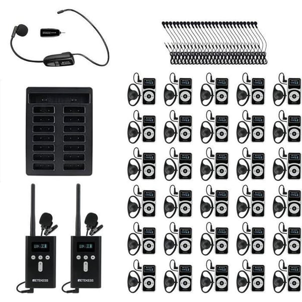 Reteness T130Pro Audio Whisper Tour Guide System, Bluetooth-högtalare, graderad brusreducering, 160M, Type-C-laddning (30 mottagare)