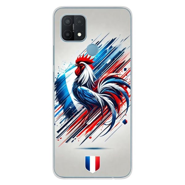 1001Coques - Silikonskal kompatibelt med Oppo A15 - Fransk tuppmönster - Originaldesign tryckt i Frankrike