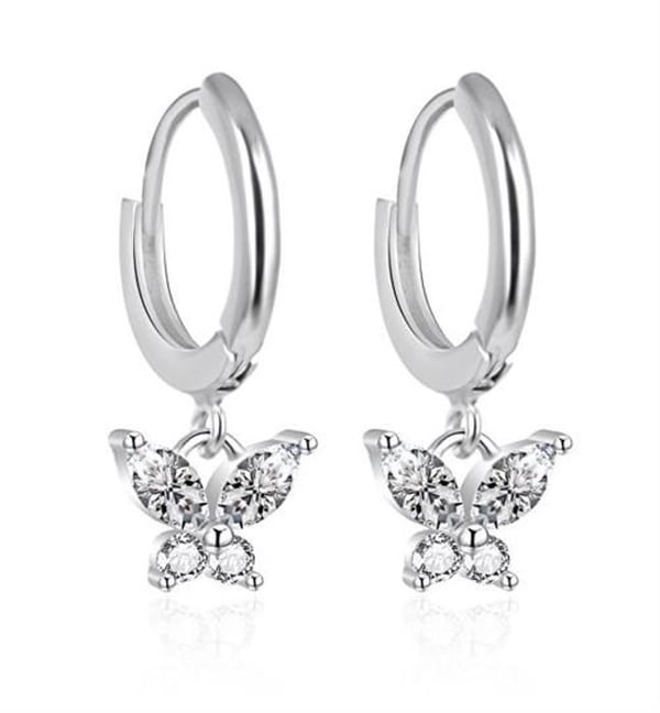 Örhängen - AGATO - AGT-E064KW - Silver 925 - Kubiska Zirkoner - Design Fjäril