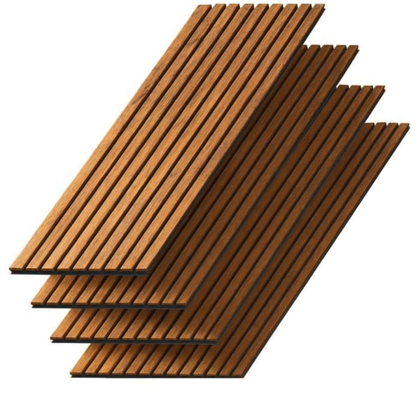Dekorativa Akustikpaneler i MDF – Set om 4, Teak, 240x60cm