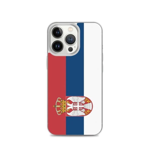 Mobilskal – Serbiens flagga – Kompatibel med iPhone 13 Pro – Mjuk plånbok – Slitstark och stötresistent - Silicone - Pixelforma