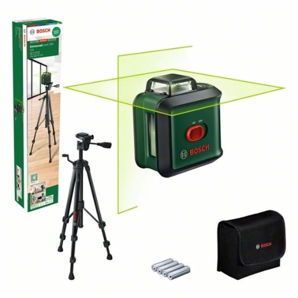 Bosch ristiinivel laser UniversalLevel 360 jalustalla (pystylaser + vaakalaser, mukaan lukien 360°)
