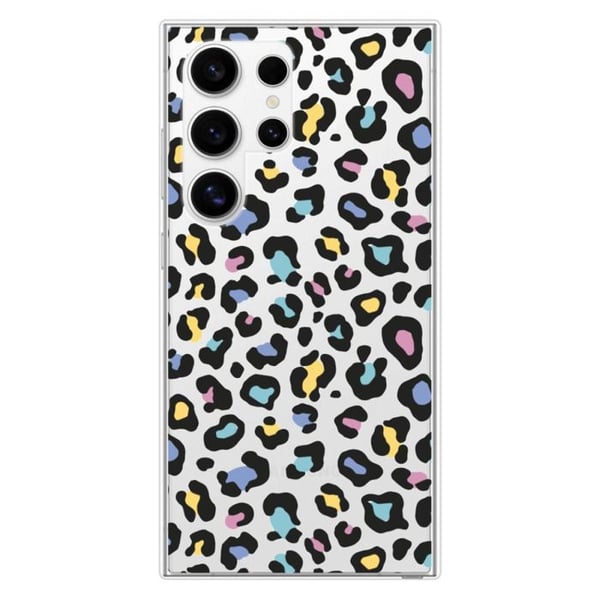 Tryckt silikonfodral som är kompatibelt med Samsung Galaxy S24 Ultra färgglad leopard