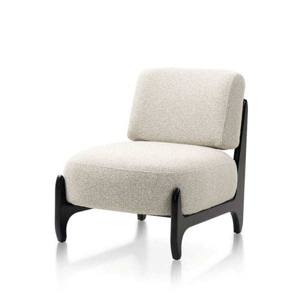 Salongsfåtölj NAOMI Design Beige Naomi i Trä & Bouclé Tyg