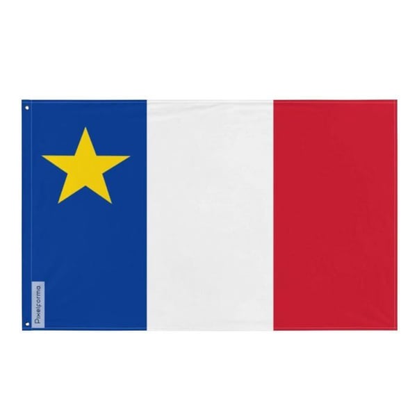 Acadiens flagga – 96 x 144 cm – Hållbar polyester – 2 metallöglor – In-/utomhusbruk – Pixelforma