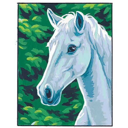 Kit canevas - Margot - Cheval blanc - 20x25cm - Komplett med duk, teckning och trådar
