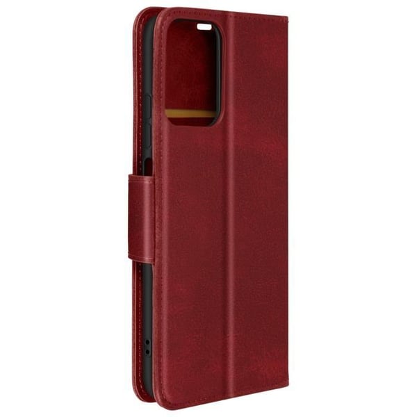 Fodral till Motorola Moto G34 - AVIZAR - Flip Wallet Support Handledsrem - Röd - Syntet - Flik