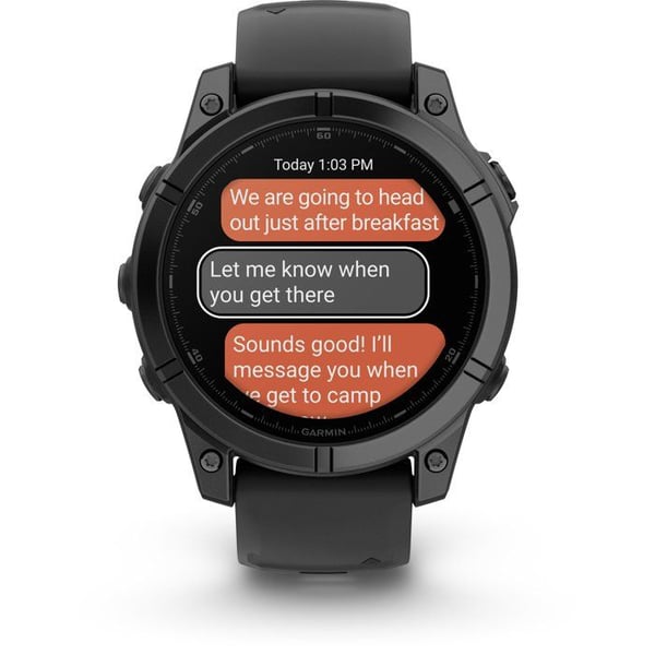 Klocka - GARMIN - Fenix E AMOLED - 47 mm - Grå stål - Svart silikonarmband