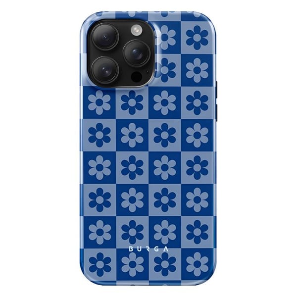 Stötsäker skal - BURGA - iPhone 14 Pro - Blå - Rutig mönster - Elegant