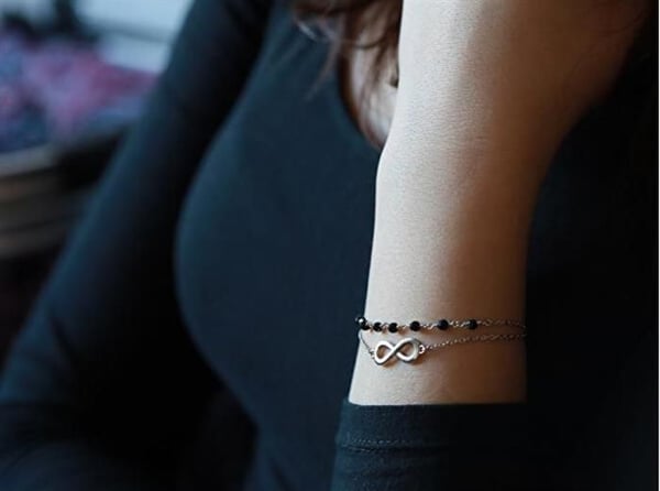 Armband - BENETO - AGB751/21 - Rhodiumbelagt silver - Dubbel design - Längd 17 cm justerbar
