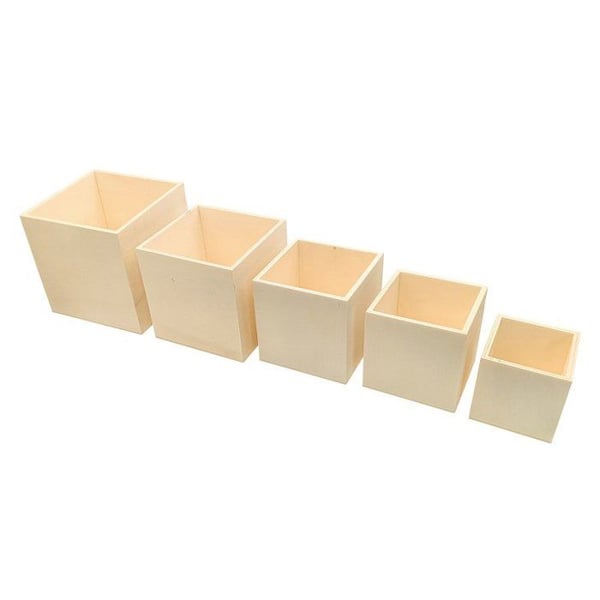 MégaCréa DIY - Nestande trälådor 6,5 till 12 cm x 5 stycken