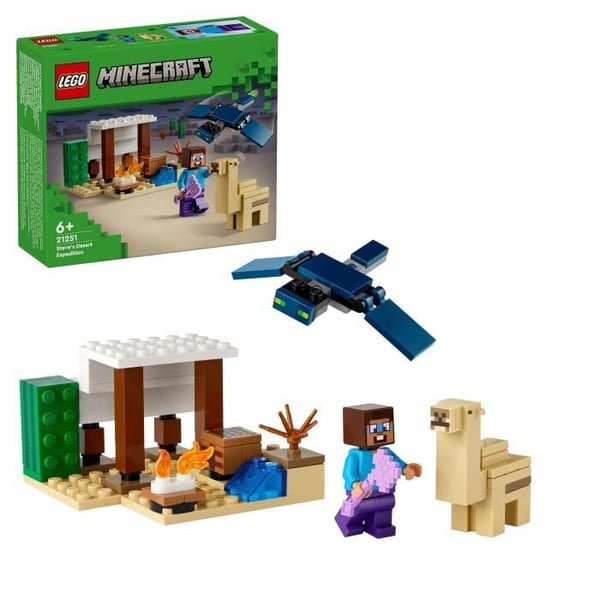 LEGO® 21251 Minecraft Steves ökenexpedition, videospelleksak, biom med hus och minifigurer