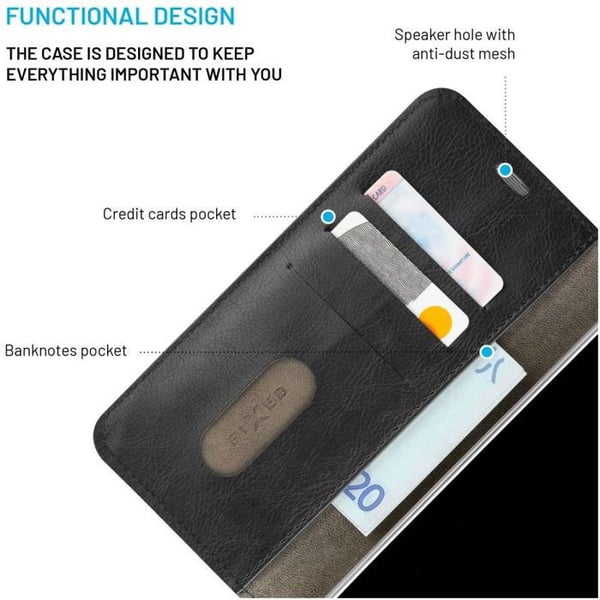 Mobiltelefonetui - FIXED - Honor Magic 7 Pro - Syntetiskt läder - Flip - Svart