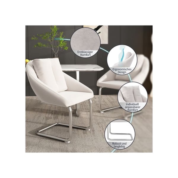 Ruokasali tuoli - MUVOE - Sametti - Beige - Ergonominen - 2 pakkausta