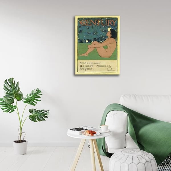 Legendarte - Vintage konstnärlig affisch The Century Magazine midsommarlov - målning, tryck på duk cm. 50x70