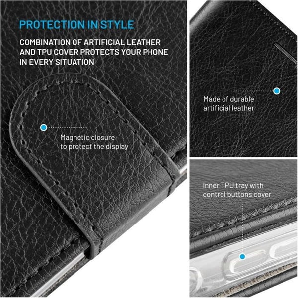 Mobiltelefonetui - FIXED - Honor Magic 7 Pro - Syntetiskt läder - Flip - Svart