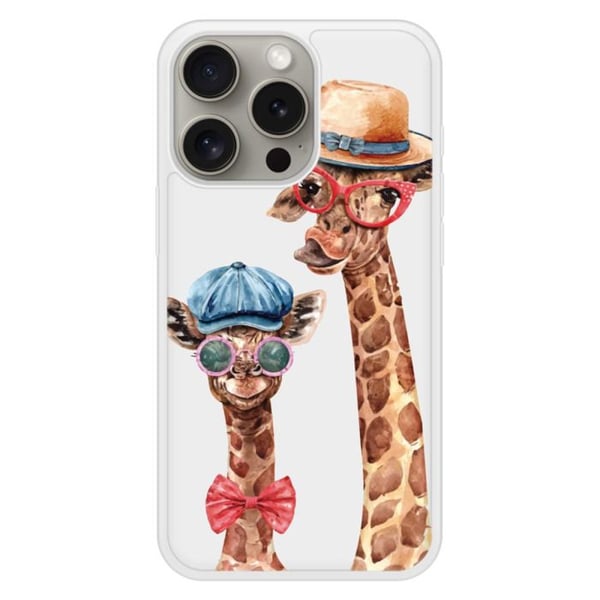 Siliconförstärkt tryckt skal kompatibelt med Apple iPhone 15 Pro Rolig Giraff