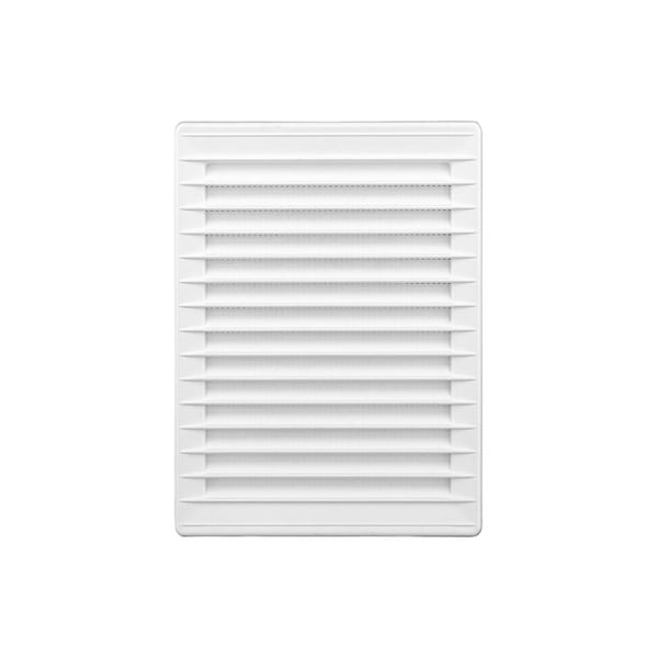 Integrerad rektangulär ventilationsgrill med myggnät ABS 137x207mm, vit