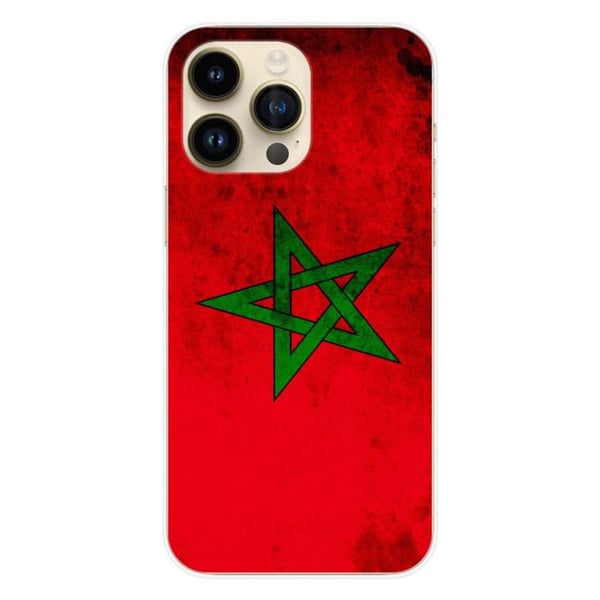 1001Coques - Silikonfodral kompatibelt med Apple iPhone 14 Pro Max - Marockansk flaggmönster - Originaldesign tryckt i Frankrike