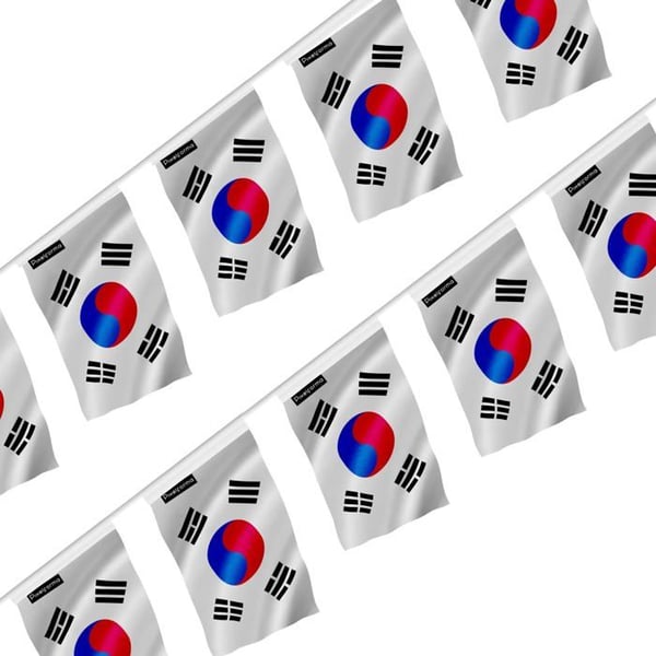 Girlang – Sydkoreas flagga – 14 x 21 cm – Polyester – Att hänga – 20 stycken