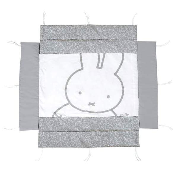 Bebis Parkmatta - ROBA - miffy® - Parkeringsstängsel med botten och kanter med kaninmönster - Grå / Vit