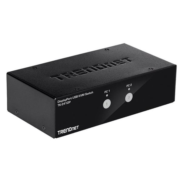 KVM Switch - TRENDNET - TK-241DP - 2 portar - USB-gränssnitt - Färg svart