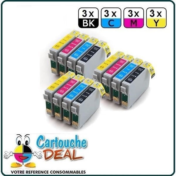 Paket med 12 generiska patroner kompatibla med Epson T0715 Paket med 12 generiska patroner kompatibla med Epson T0715