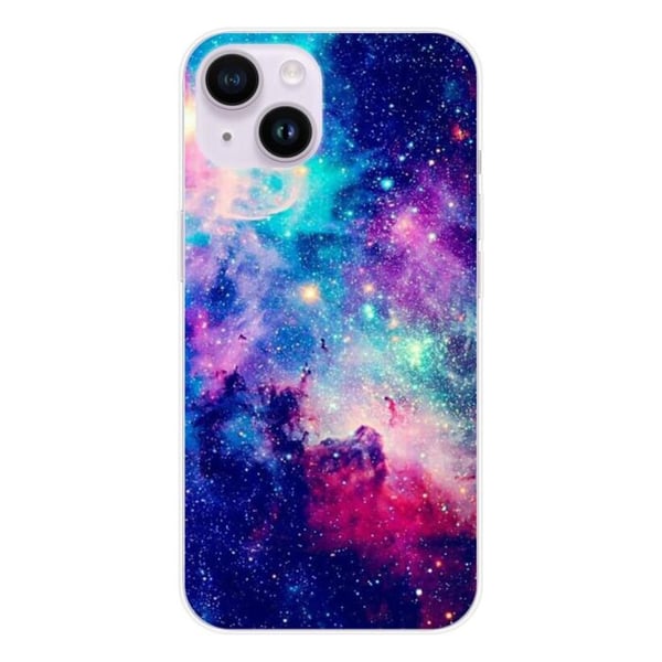 Tryckt silikonfodral som är kompatibelt med Apple iPhone 15 Galaxy Blue
