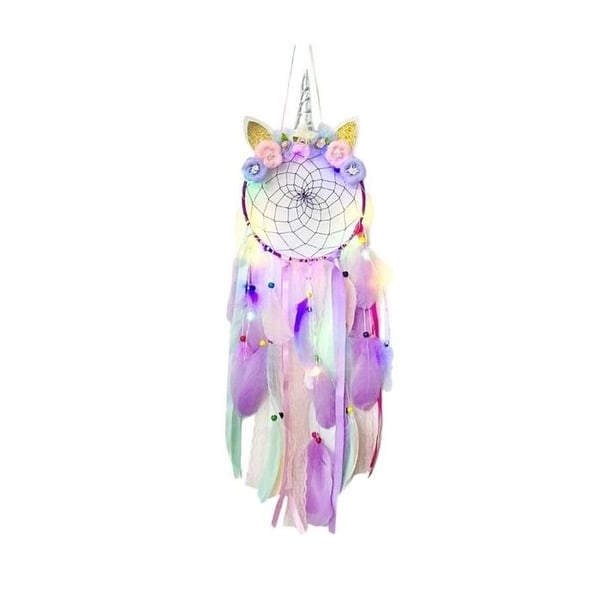 Dreamcatcher Unicorn lila blomkrona med LED-sensor