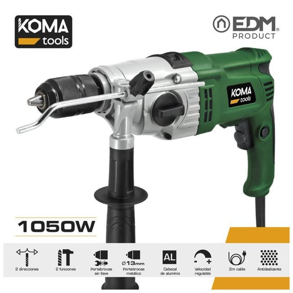 Slagtång - EDM - KOMA TOOLS - 1050W - Självspännande chuck 13mm - 0-2800 varv/min