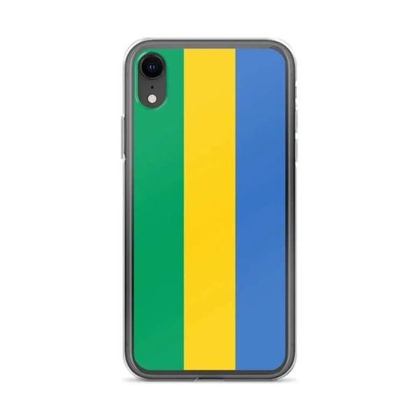 Mobilskal – Gabons flagga – Kompatibel med iPhone XR – Mjuk case – Slitstark och stötresistent – Silikon – Pixelforma