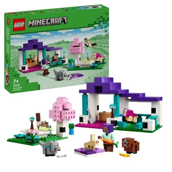 LEGO® 21253 Minecraft Animal Sanctuary, Plains Biome-leksak, karaktärsminifigurer och djurfigurer