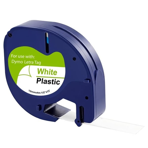 Ruban Blanc - Phonillico® - Kompatibel med Dymo LetraTag - 12mm - 4m - Plastisk