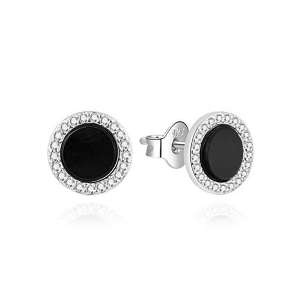Örhängen - AGATO - AGUP3499 - Silver 925 - Svart emalj - Kubisk zirkon