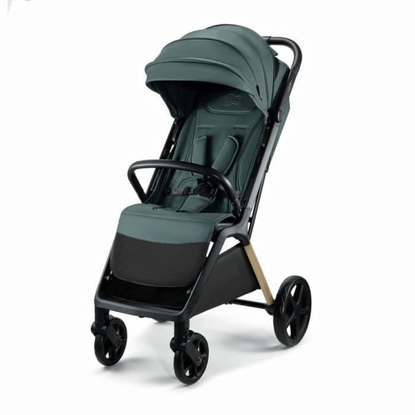 Lättviktspuss i Kinderkraft LOOM, kompakt barnvagn 0-22 kg, automatisk hopfällning, stora punkteringsfria hjul, grön