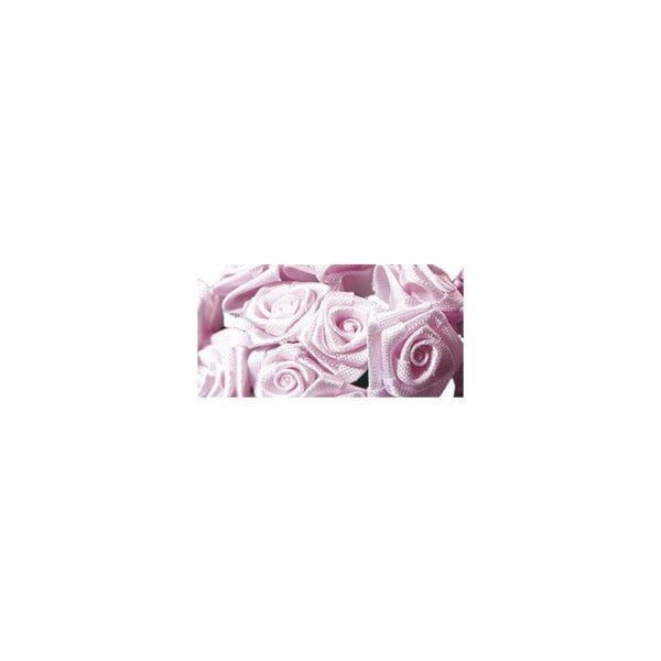 Små satängrosor, 12 mm ø, rosa, paket 12 st, handgjorda