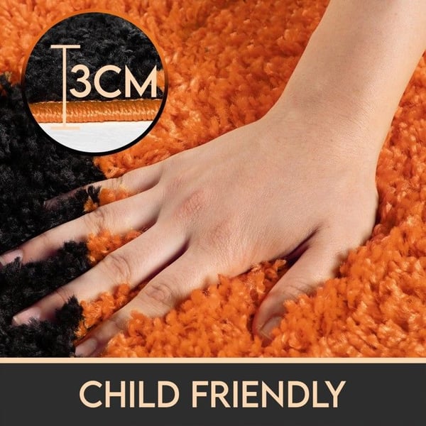 Barnmatta - AYYILDIZ - Basketdesign - Orange - Shaggy 50 mm - 100 x 100 cm