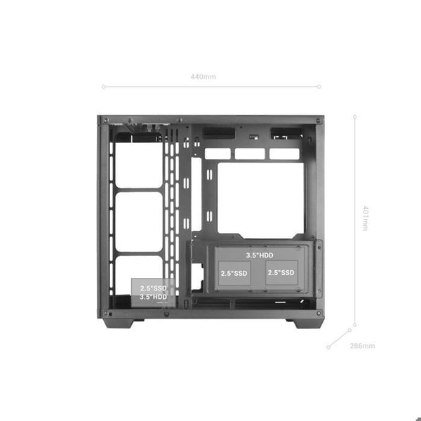 ATX-chassi - Mars Gaming - MC-3TCORE - Trippel Härdat Glas - Dubbel Kammare - Svart