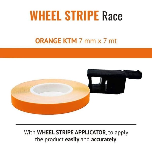 Klistret bander för fälgar - KTM - Orange - 7 mm - 7 meter - Applikator inkluderad