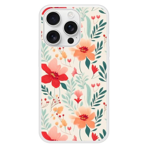 Siliconförstärkt skal med mönster kompatibel med Apple iPhone 16 Pro Blomvägg