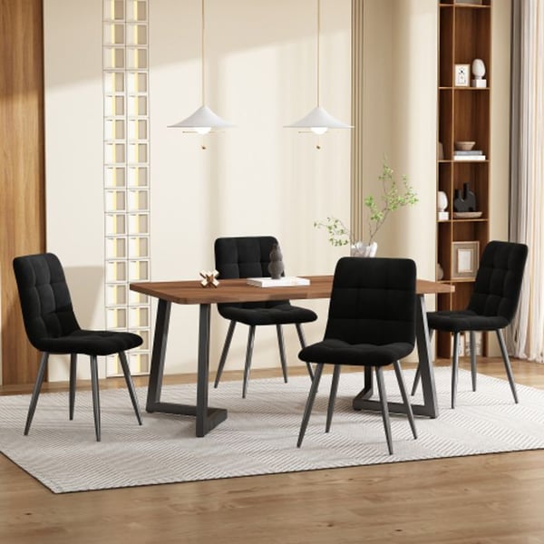 Matbordset - MUVOE - 5 delar - Svart sammet - Modern design - 4 platser