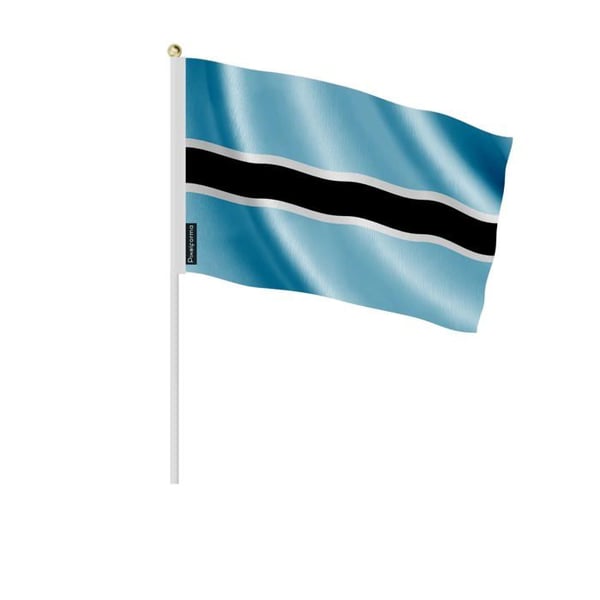 Mini Flagga från Botswana – 14 x 21 cm – Att Hålla i Hand – Polyester – 1 styck – Pixelforma