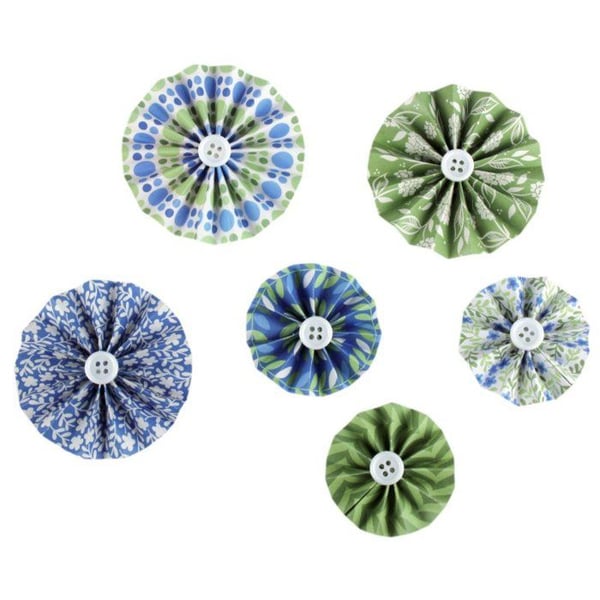 MégaCréa DIY - Pappersrosor i fantasifärger 4 till 6 cm blågrön 6 stycken